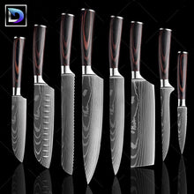 Carregar imagem no visualizador da galeria, Nebula - Jogo de Facas Profissional Japonês 8" Acabamento Aço Damasco