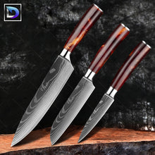Carregar imagem no visualizador da galeria, Nebula Rubi - Jogo de Facas Profissional Japonês 8" Acabamento Aço Damasco - Edição Limitada