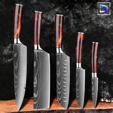 Carregar imagem no visualizador da galeria, Nebula Rubi - Jogo de Facas Profissional Japonês 8" Acabamento Aço Damasco - Edição Limitada